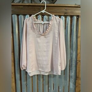 Long Sleeve Pink Ruffled Shirt